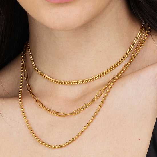 WOMEN'S IP GOLD STEEL MULTI-STRAND NECKLACE