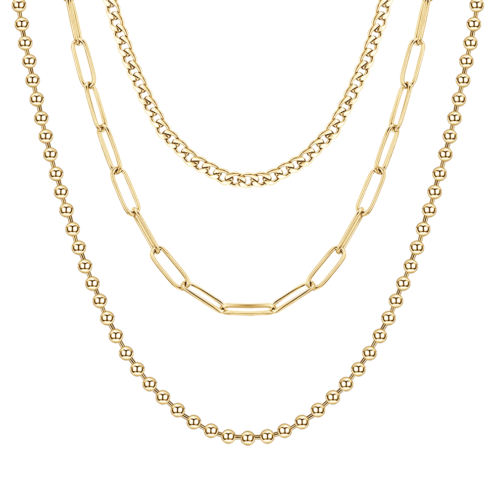 WOMEN'S IP GOLD STEEL MULTI-STRAND NECKLACE