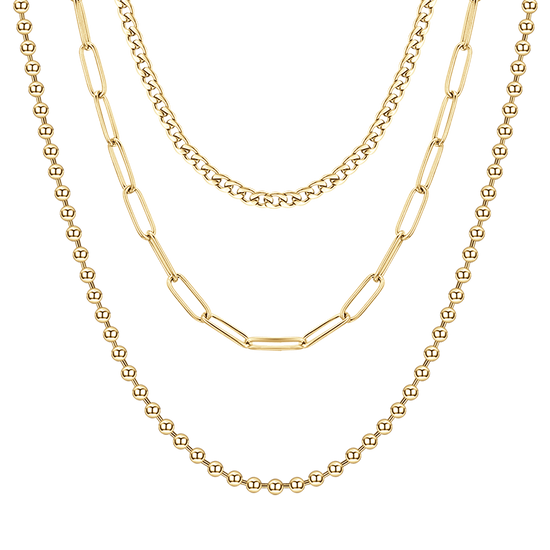 WOMEN'S IP GOLD STEEL MULTI-STRAND NECKLACE