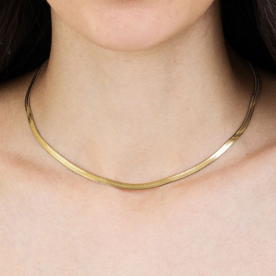 WOMEN'S SNAKE STEEL IP GOLD NECKLACE