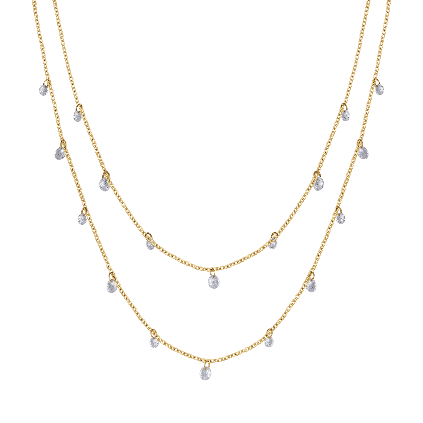 WOMAN'S NECKLACE IN IP GOLD MULTIFILED STEEL WITH WHITE CRYSTALS Luca Barra