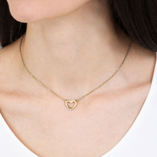 IP GOLD STEEL WOMEN'S NECKLACE WITH GOLD HEART