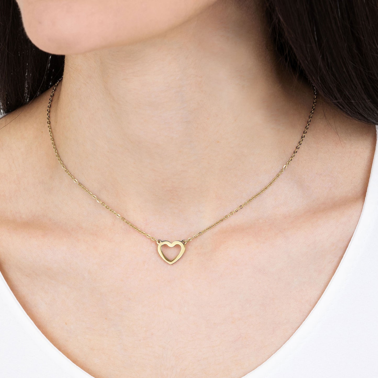 WOMAN'S NECKLACE IN STEEL IP GOLD WITH HEART GOLD Luca Barra