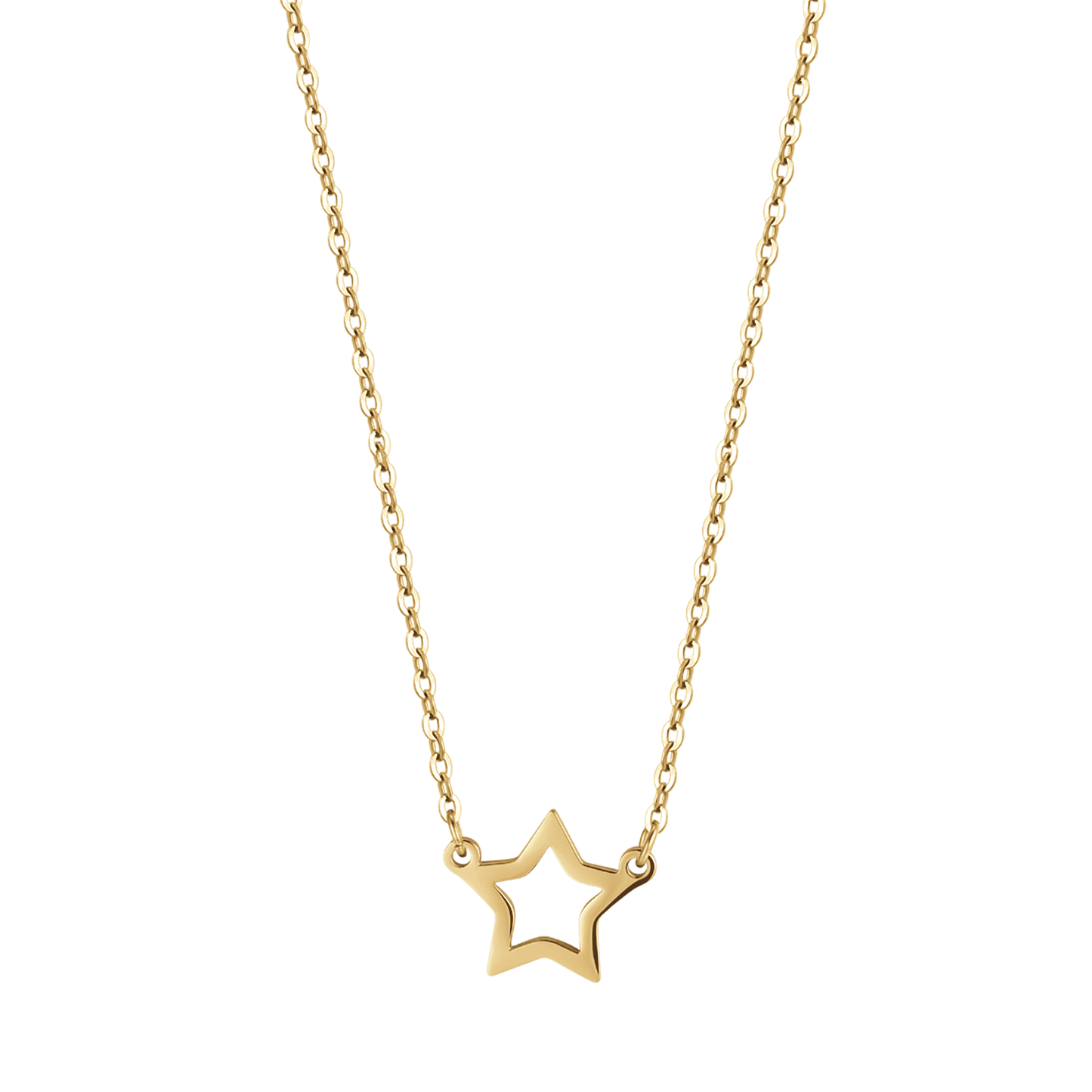 WOMEN'S IP GOLD STEEL NECKLACE WITH GOLD STAR