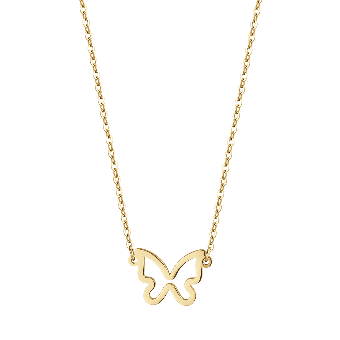 WOMEN'S IP GOLD STEEL NECKLACE WITH GOLD BUTTERFLY