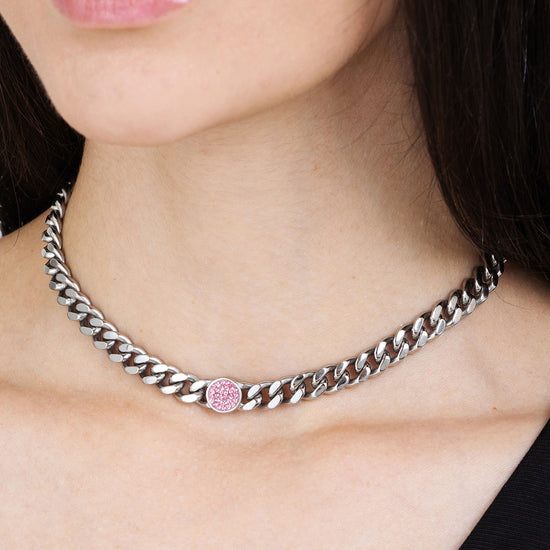 WOMEN'S STEEL NECKLACE WITH CRYSTALS