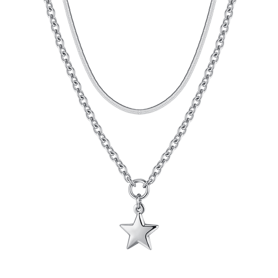 IP GOLD MUTLIFILO STEEL WOMEN'S NECKLACE WITH STAR