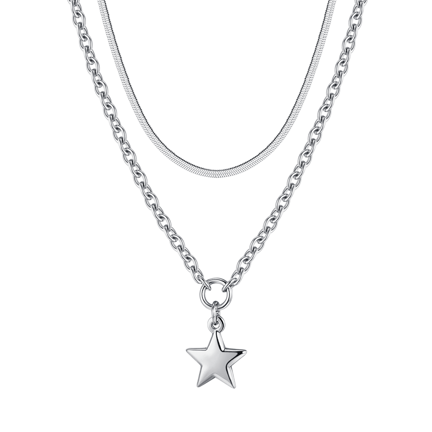 IP GOLD MUTLIFILO STEEL WOMEN'S NECKLACE WITH STAR