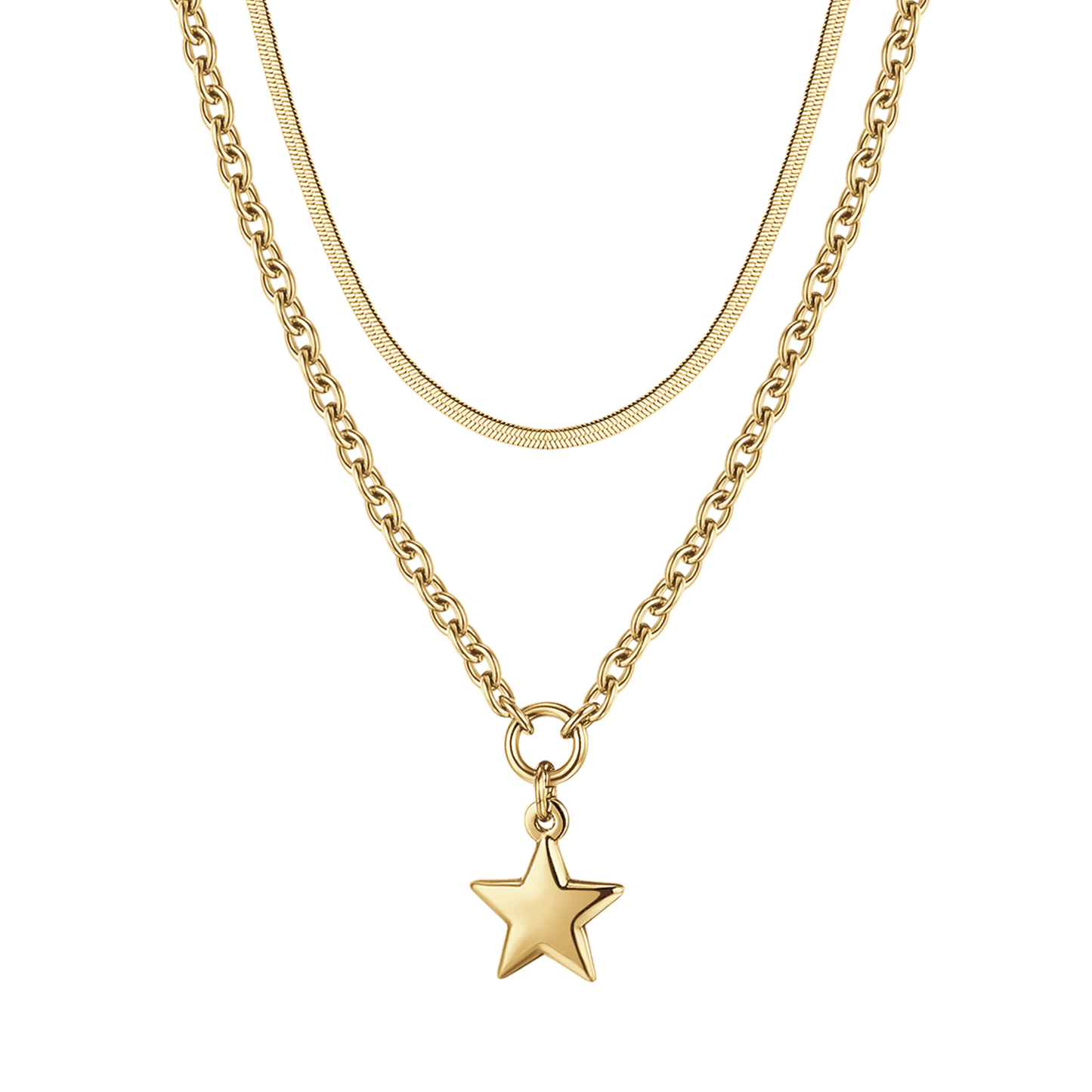 MULTI-STRAND STEEL WOMEN'S NECKLACE WITH STAR