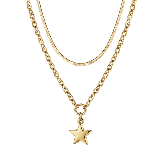 MULTI-STRAND STEEL WOMEN'S NECKLACE WITH STAR