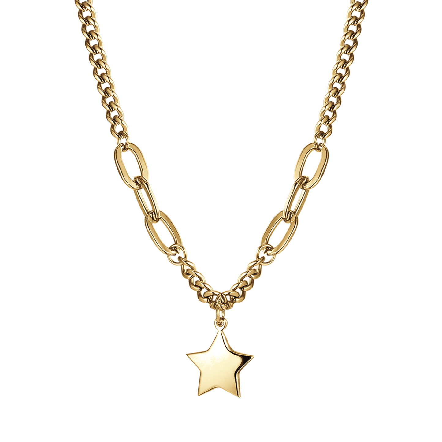 IP GOLD STEEL WOMEN'S NECKLACE WITH STAR PENDANT