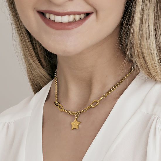 IP GOLD STEEL WOMEN'S NECKLACE WITH STAR PENDANT