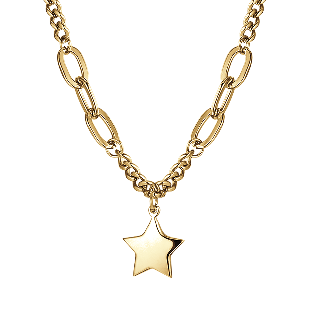 IP GOLD STEEL WOMEN'S NECKLACE WITH STAR PENDANT