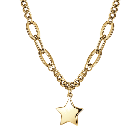 IP GOLD STEEL WOMEN'S NECKLACE WITH STAR PENDANT