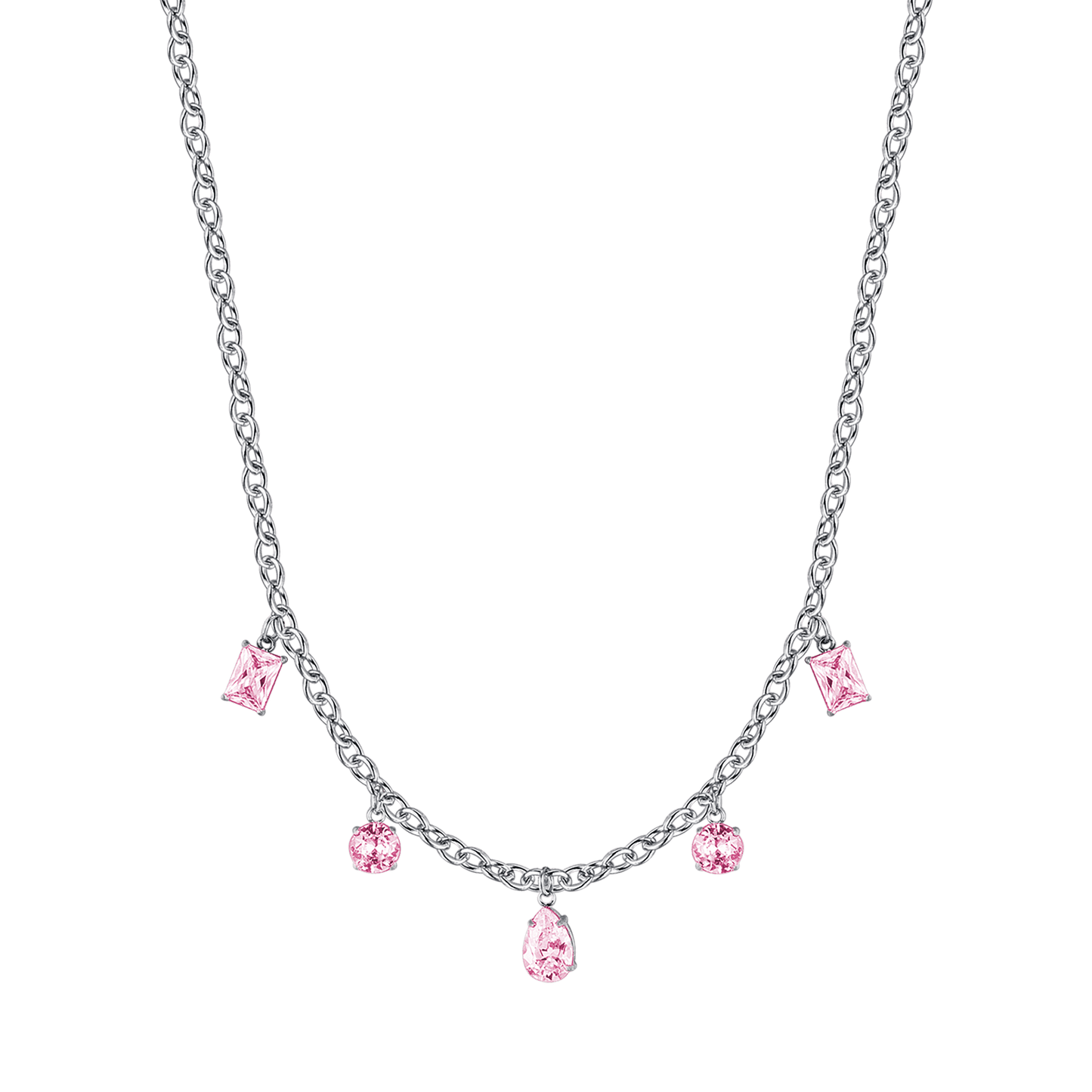 WOMAN'S NECKLACE IN IP GOLD STEEL WITH FUCHSIA CRYSTALS Pendants Luca Barra