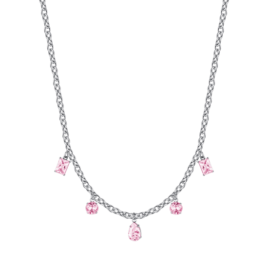 WOMAN'S NECKLACE IN IP GOLD STEEL WITH FUCHSIA CRYSTALS Pendants Luca Barra