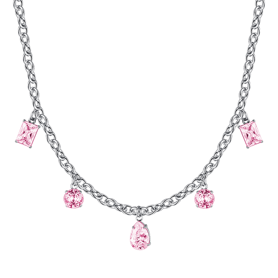 WOMAN'S NECKLACE IN IP GOLD STEEL WITH FUCHSIA CRYSTALS Pendants Luca Barra