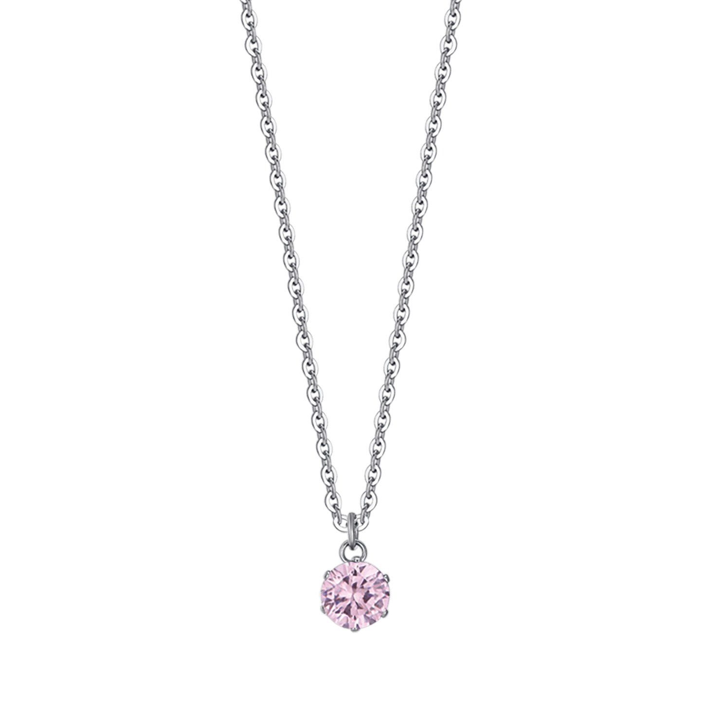 WOMEN'S STEEL NECKLACE WITH PINK CRYSTAL