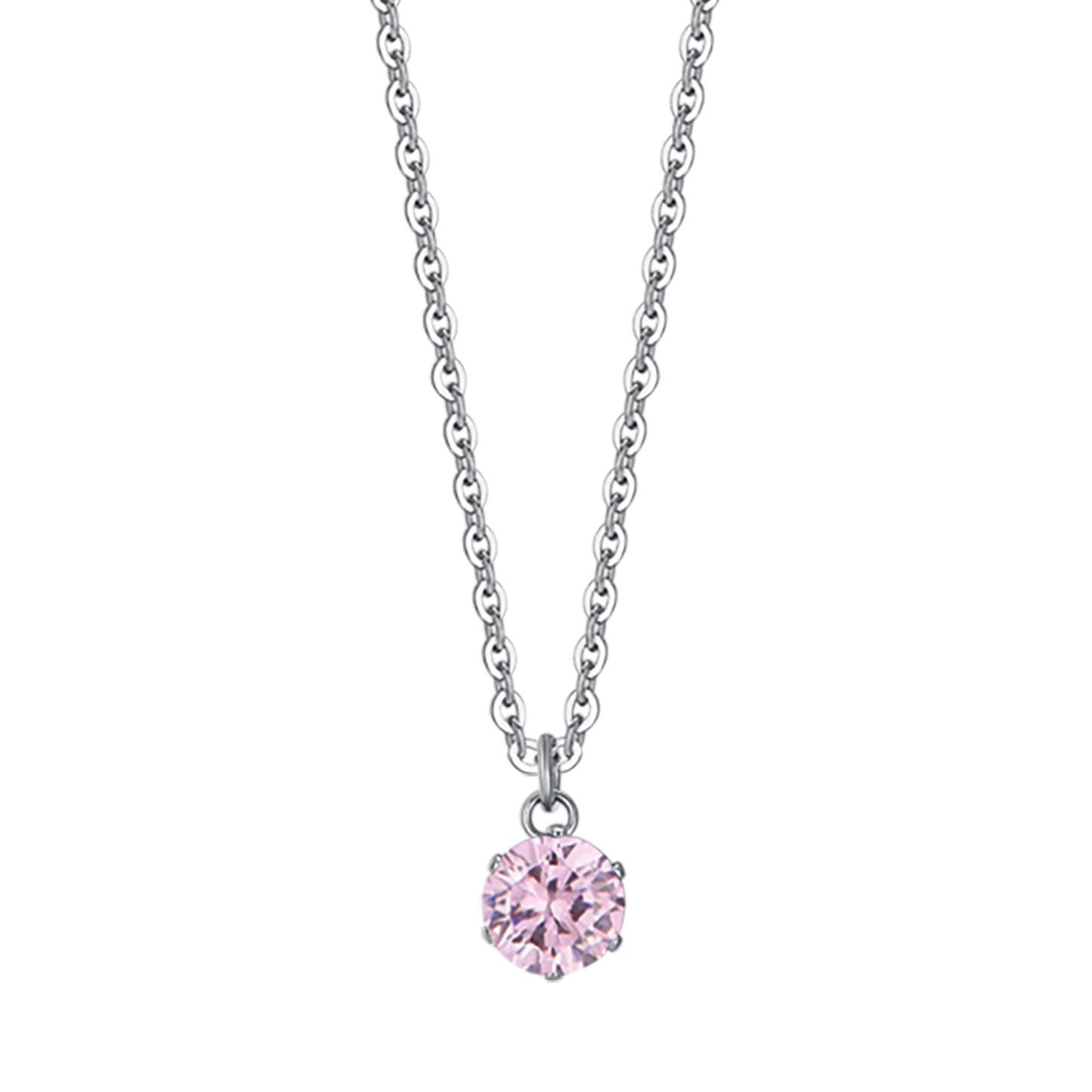 WOMEN'S STEEL NECKLACE WITH PINK CRYSTAL