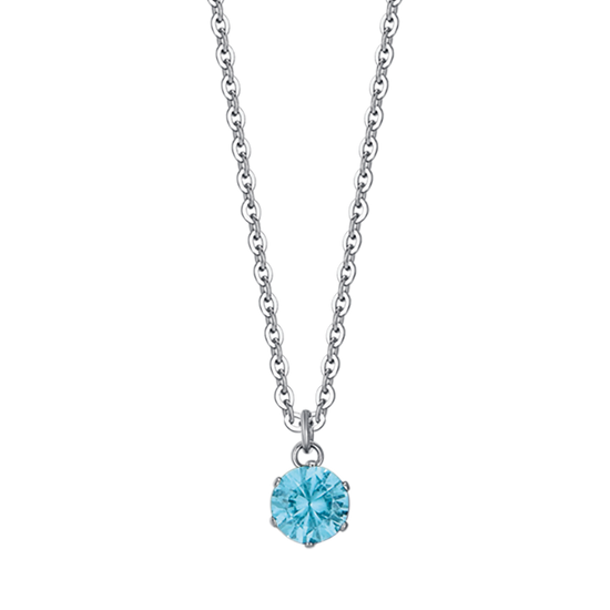 STEEL WOMEN'S NECKLACE WITH BLUE CRYSTAL