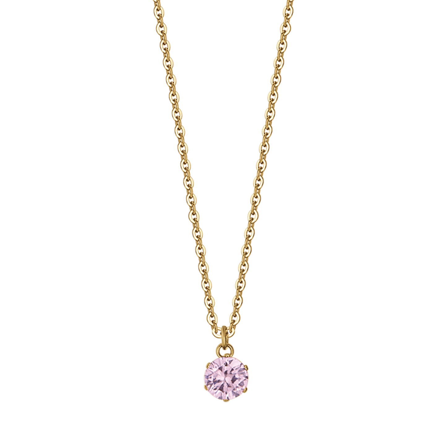 WOMEN'S STEEL NECKLACE WITH PINK CRYSTAL