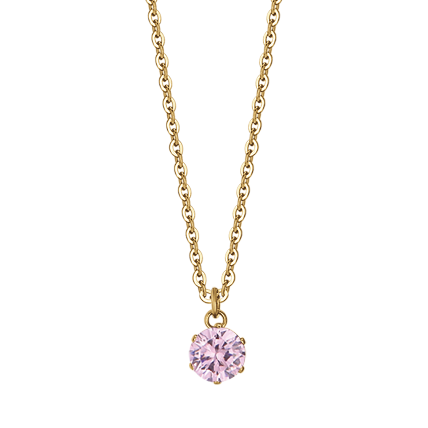 WOMEN'S STEEL NECKLACE WITH PINK CRYSTAL