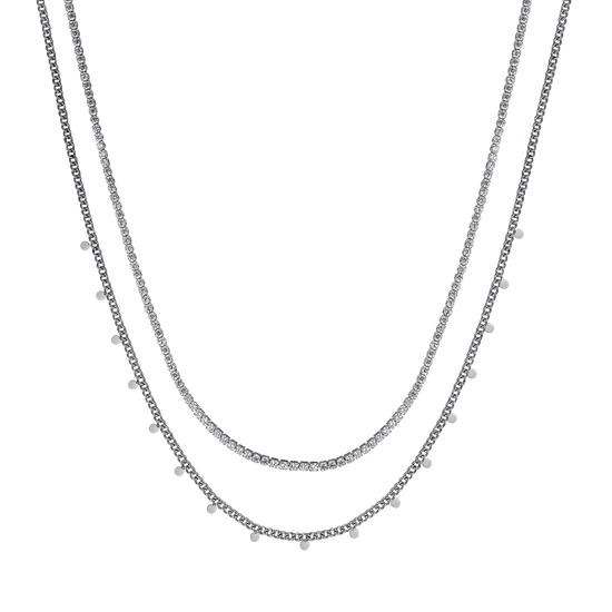 WOMEN'S STEEL NECKLACE WITH WHITE CRYSTALS