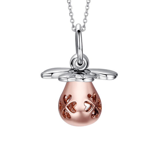 STEEL ANGEL CALLING NECKLACE WITH METAL PINK IP ROSE NECKLACE Luca Barra