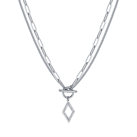 WOMEN'S STEEL NECKLACE WITH WHITE CRYSTALS