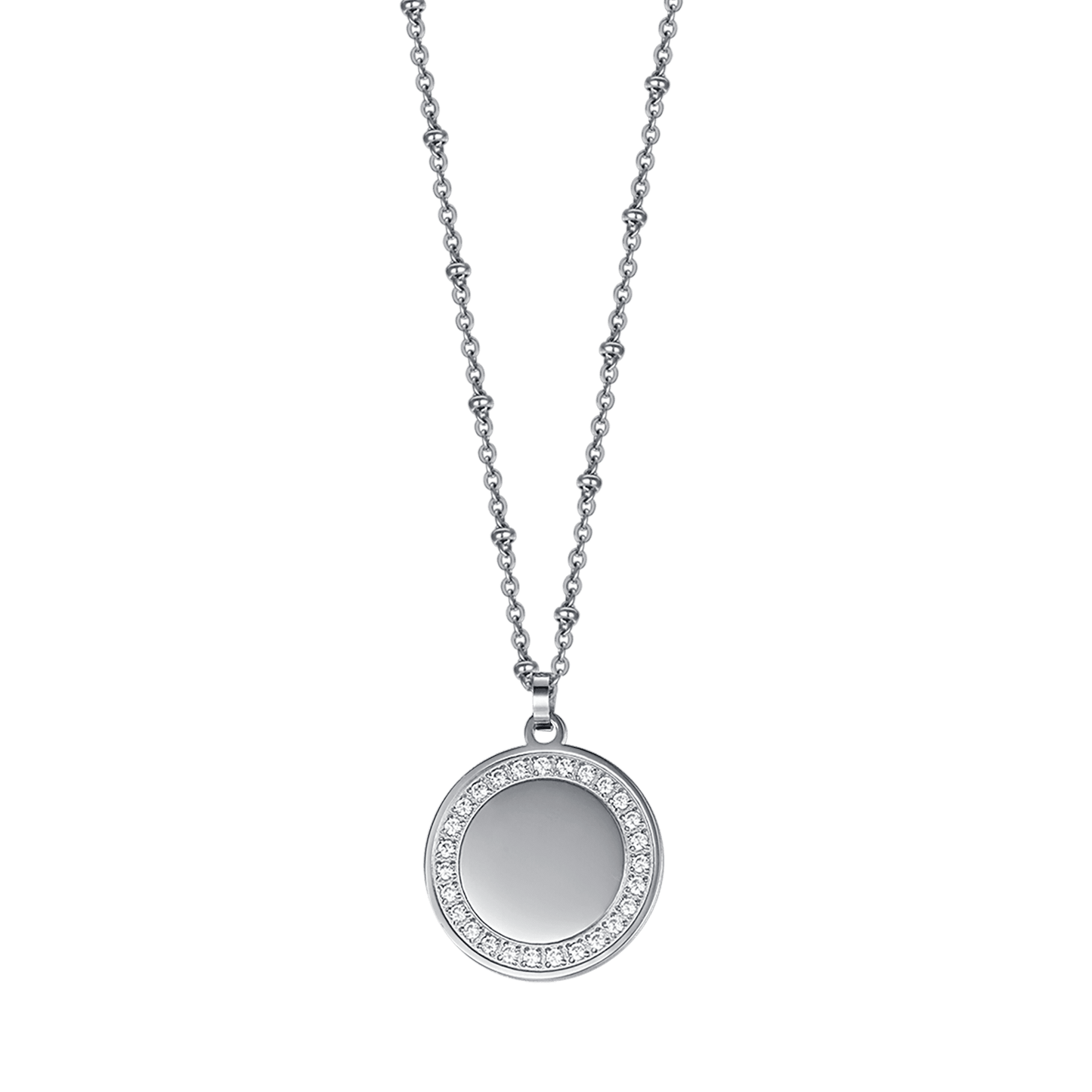 WOMEN'S STEEL NECKLACE WITH WHITE CRYSTALS