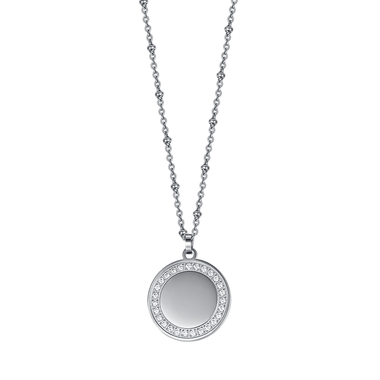 WOMEN'S STEEL NECKLACE WITH WHITE CRYSTALS