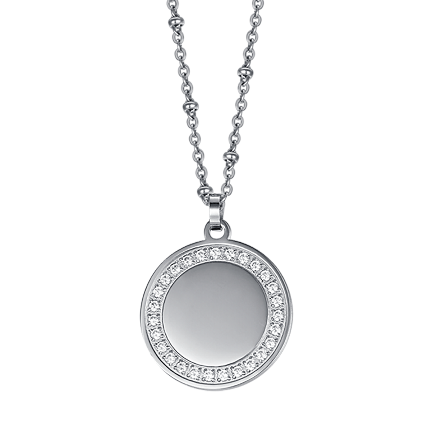 WOMEN'S STEEL NECKLACE WITH WHITE CRYSTALS