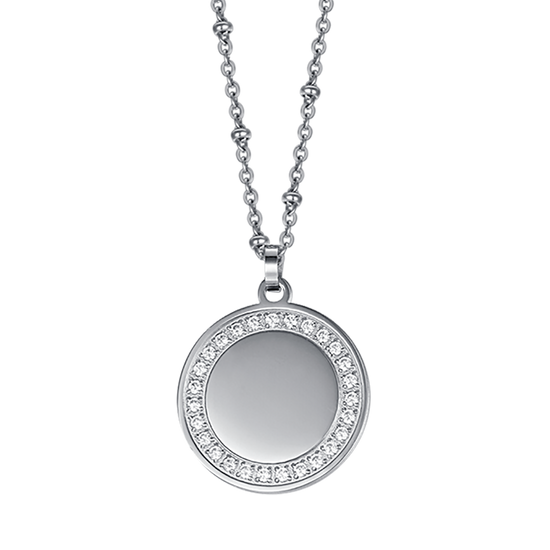 WOMEN'S STEEL NECKLACE WITH WHITE CRYSTALS