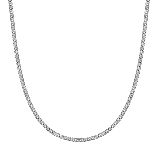 WOMEN'S STEEL TENNIS NECKLACE WITH 4MM WHITE CRYSTALS