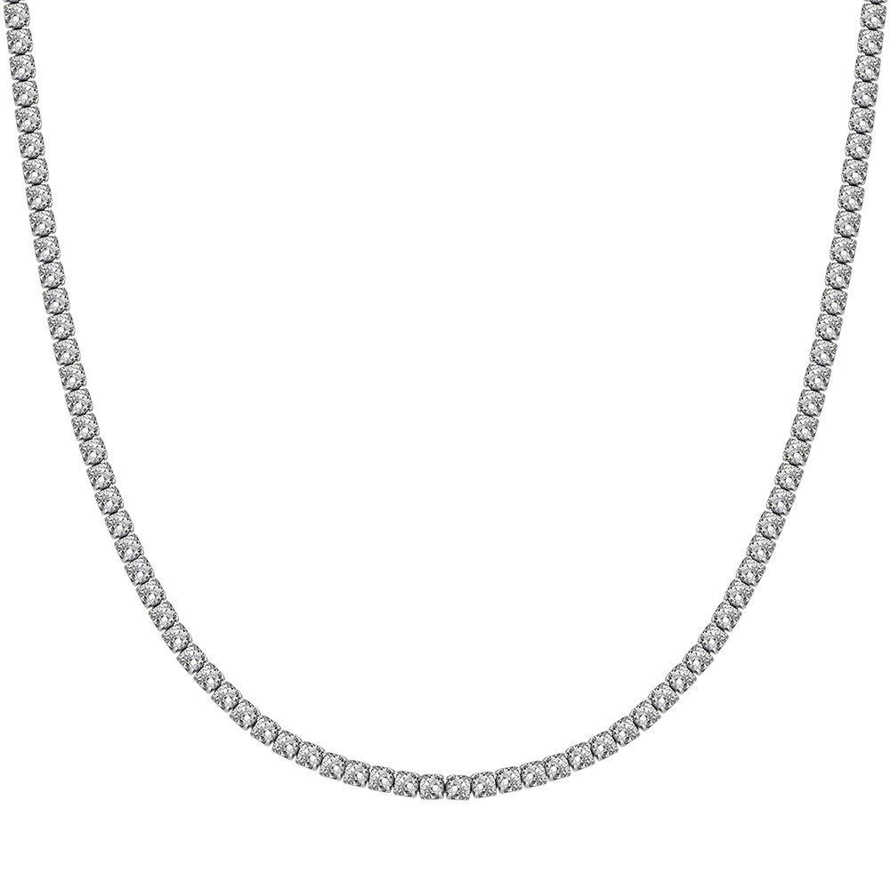 WOMEN'S STEEL TENNIS NECKLACE WITH 4MM WHITE CRYSTALS