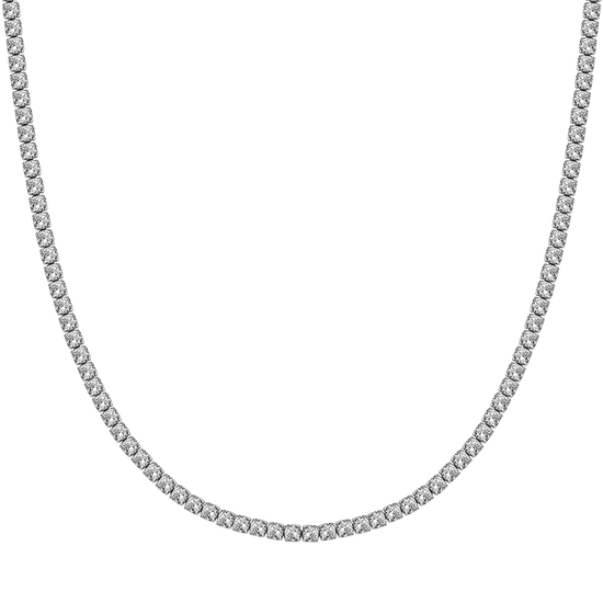 WOMEN'S STEEL TENNIS NECKLACE WITH 4MM WHITE CRYSTALS