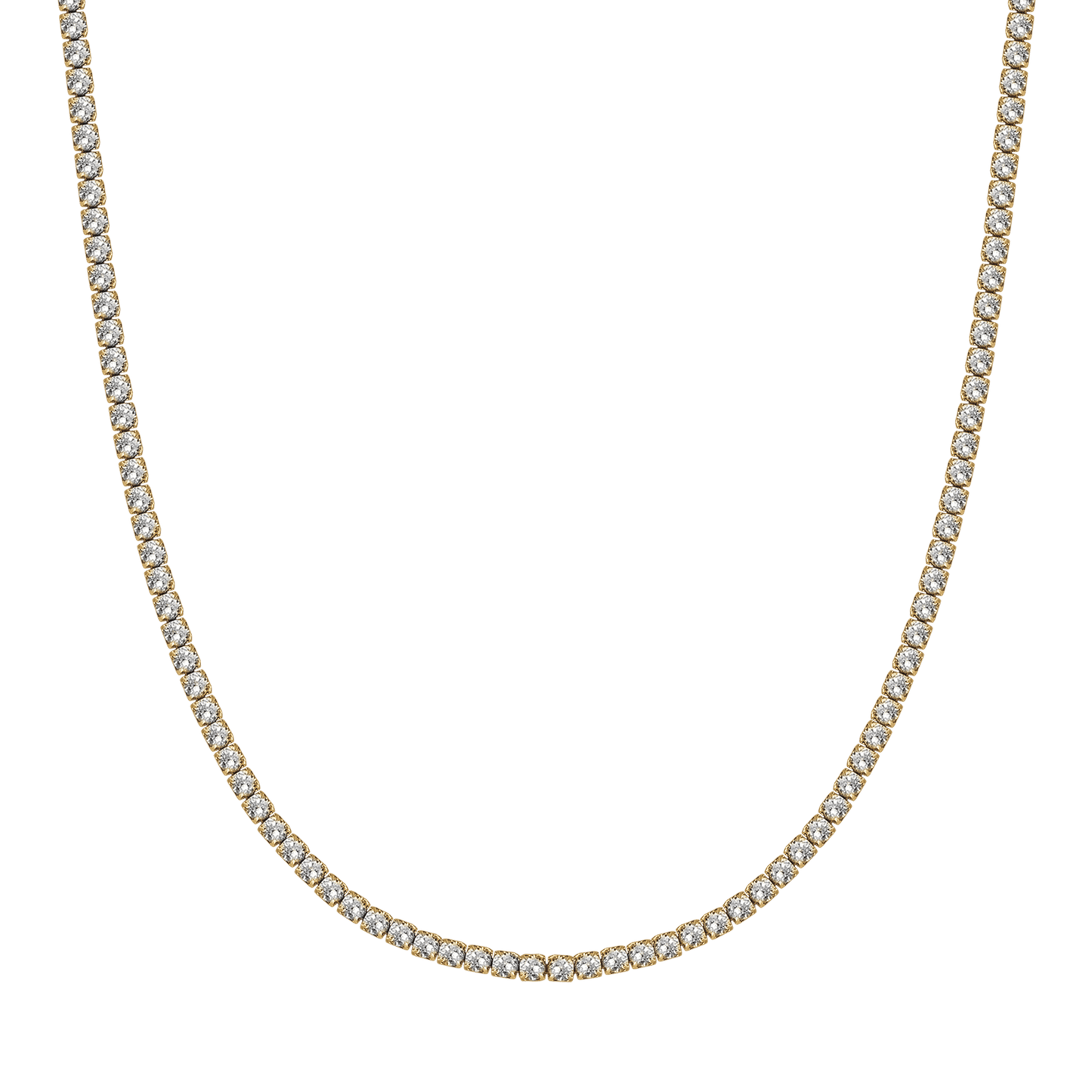 WOMEN'S STEEL TENNIS NECKLACE WITH 4MM WHITE CRYSTALS