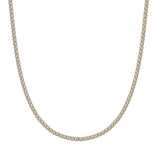 WOMEN'S STEEL TENNIS NECKLACE WITH 4MM WHITE CRYSTALS