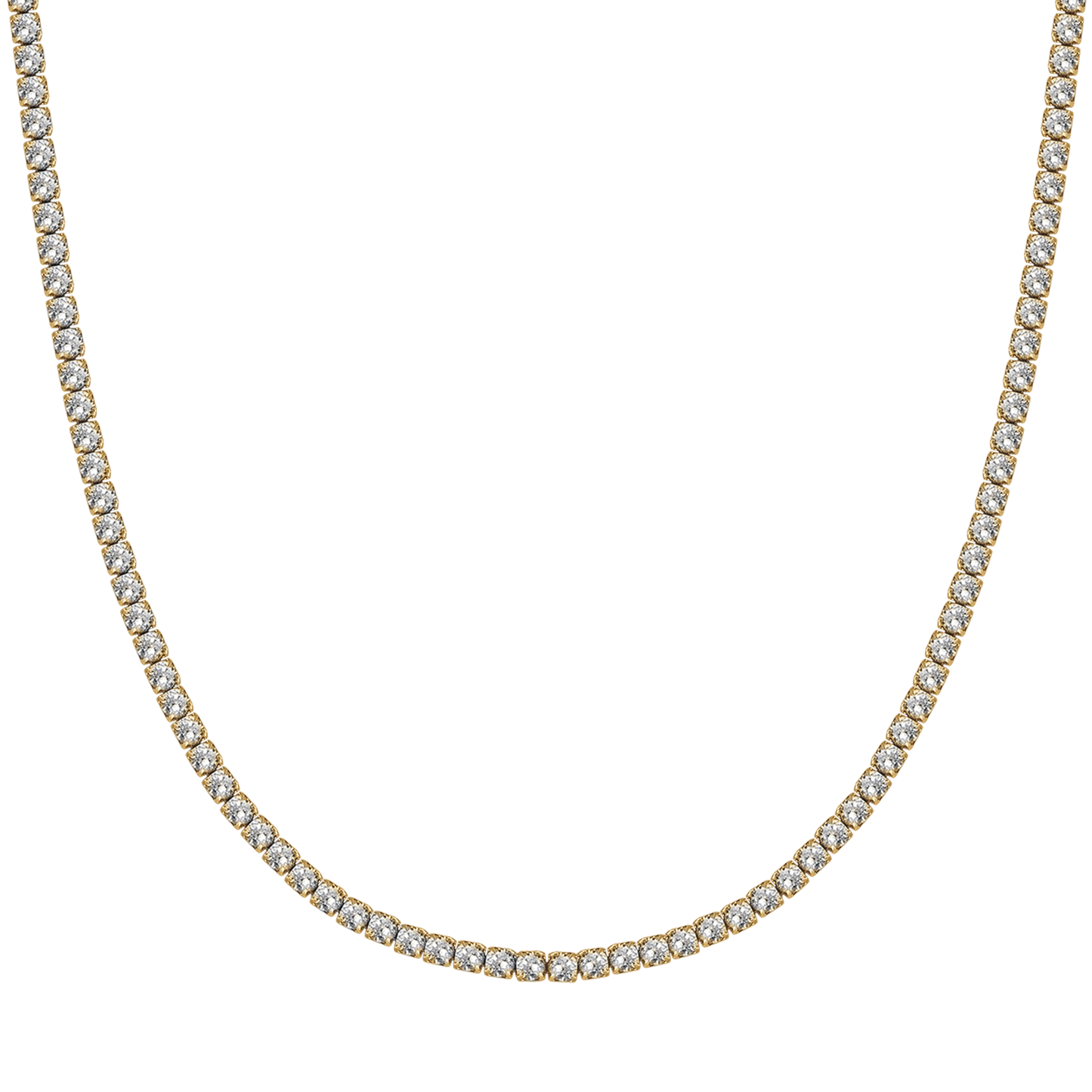 WOMEN'S STEEL TENNIS NECKLACE WITH 4MM WHITE CRYSTALS