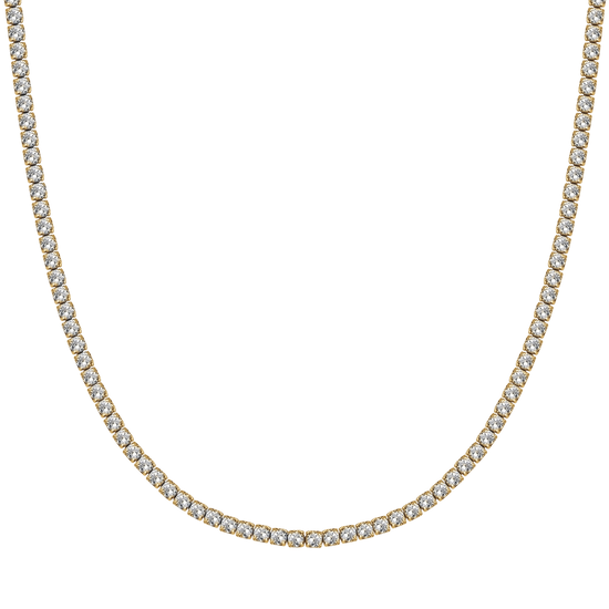 WOMEN'S STEEL TENNIS NECKLACE WITH 4MM WHITE CRYSTALS