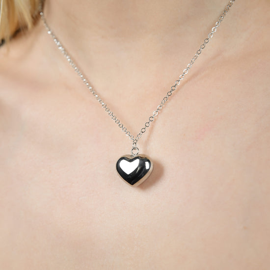 STEEL WOMEN'S NECKLACE WITH ROUNDED HEART