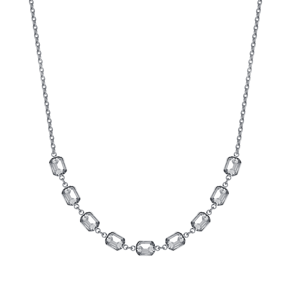 WOMEN'S STEEL NECKLACE WITH WHITE CRYSTALS