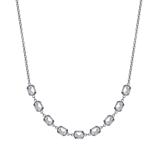 WOMEN'S STEEL NECKLACE WITH WHITE CRYSTALS