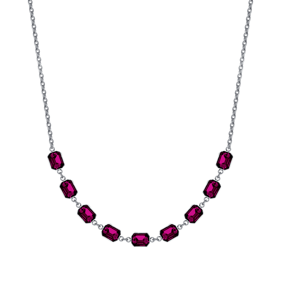 STEEL WOMEN'S NECKLACE WITH FUCHSIA CRYSTALS