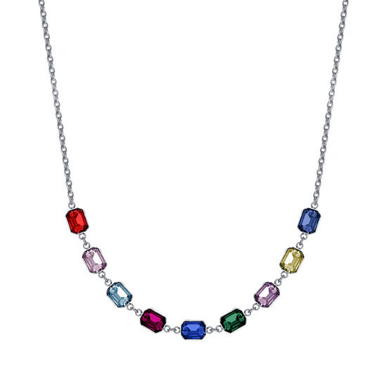 WOMEN'S STEEL NECKLACE WITH MULTICOLOR CRYSTALS