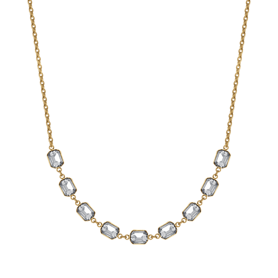 IP GOLD STEEL WOMEN'S NECKLACE WITH WHITE CRYSTALS