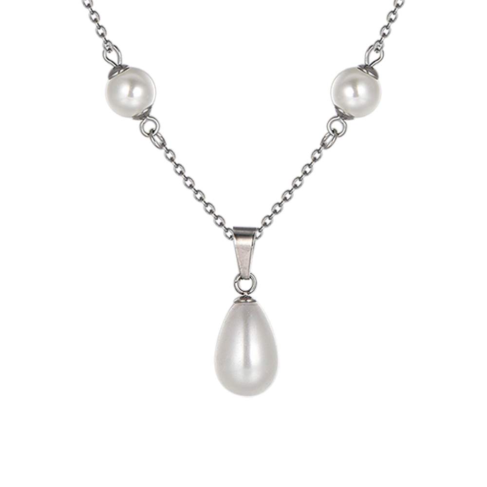 WOMAN STEEL NECKLACE WITH PEARLS