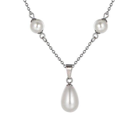 WOMAN STEEL NECKLACE WITH PEARLS