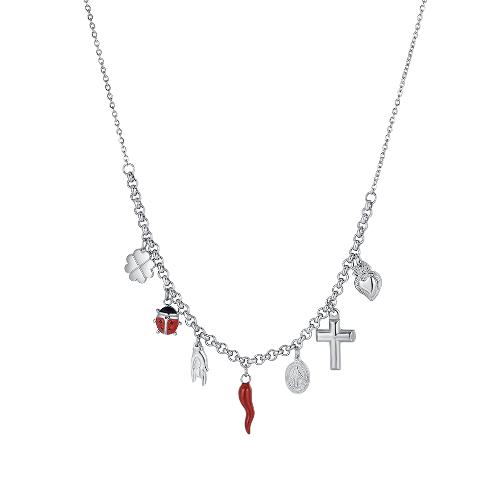 STEEL WOMEN'S NECKLACE WITH CHARMS