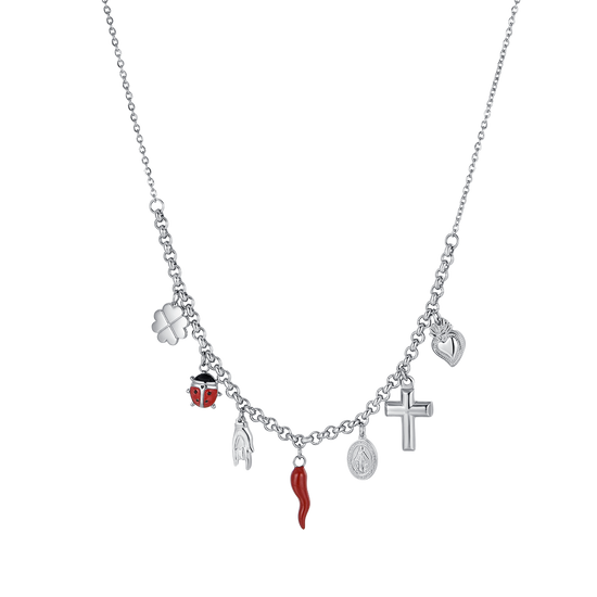 STEEL WOMEN'S NECKLACE WITH CHARMS